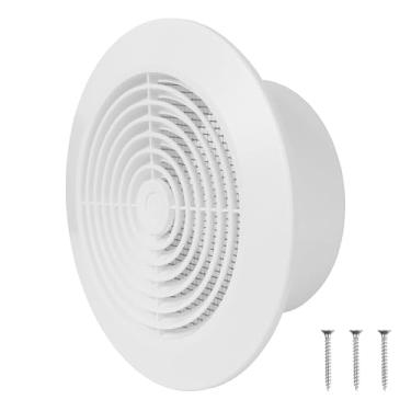 Imagem de Repa Market Tampa de ventilação redonda de plástico branco de 125 mm de 125 mm com malha de proteção – Tampa de ventilação de teto – Cobertura de duto de ventilação de admissão/exaustão para ambientes