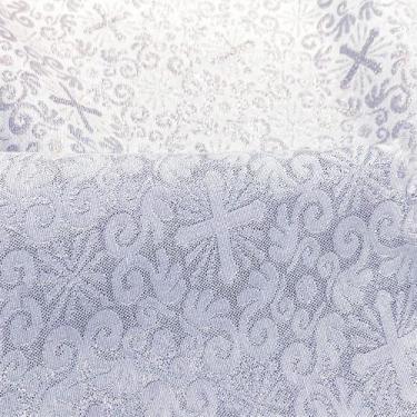 Imagem de Tecido Jacquard Lurex Litúrgico Branco e Prata - 2,80m de Largura - Ja