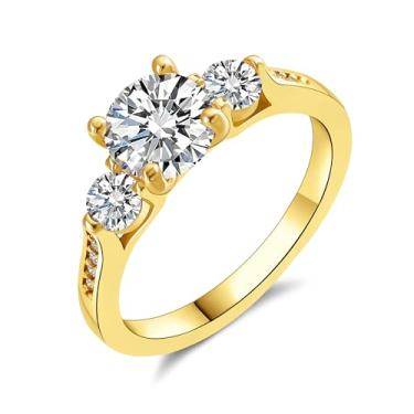 Imagem de Fimewon Anéis de compromisso ovais para mulheres, anéis de noivado delicados de ouro/prata/rosa, joias à prova d'água, presentes para mulheres, tamanho 5-10, 5, Ouro, Zircão