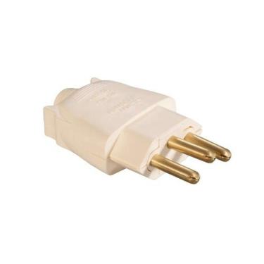 Imagem de Pino Macho 3p 10a Com Prensa Cabo Branco - Conector Elétrico Para Uso Industrial