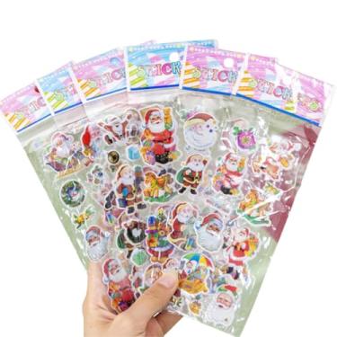 Imagem de 10 Cartelas Adesivo Infantil de Natal Lembrancinha Stickers