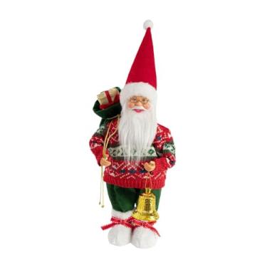 Imagem de Fancyes Estatueta de Papai Noel em Pé, Enfeite de Mesa para Decoração de Estante, Armário Ou Casa, Segure o Sino Dourado