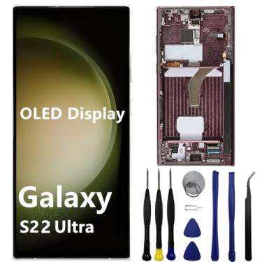 Imagem de Tela de substituição OLED para Samsung Galaxy S22 Ultra S22ultra 5G S908U S908B/DS S908U1 S908W S908E Display LCD Touch Screen Digitalizador Suporte Impressão Digital e S-Pen (com moldura vermelha +