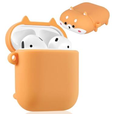 Imagem de Boaretiu para Airpods 2ª/1ª capa fofa desenho kawaii - com chaveiro, design engraçado, capa para meninas, adolescentes e mulheres, capas para Air Pods 2ª/1ª, cachorro