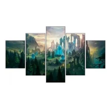 Imagem de Kit quadro decorativo 5 peças 95x60cm Jogo League Of
