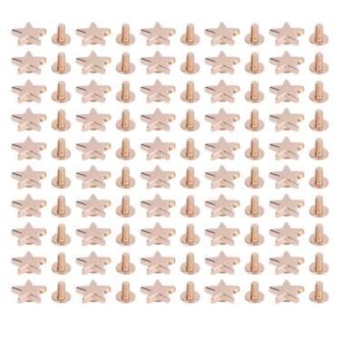 Imagem de Conjunto de parafusos de rebite de couro, 50 peças, pentagrama de 12 mm em formato de estrela com parafusos cruzados de 7 mm para roupas, cintos de couro, bolsas, sapatos, (Dourada)