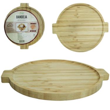 Imagem de Bandeja Petisqueira Redonda De Bambu 28X24Cm