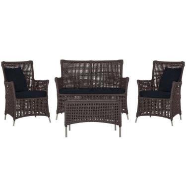 Imagem de Jogo Sofá 2 Poltronas E Mesa Igapó Fendi E12 Trama Original Marrom