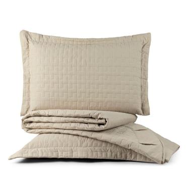 Imagem de Cobre Leito Colcha King Milano 3 Peças Cáqui - 100% Poliéster