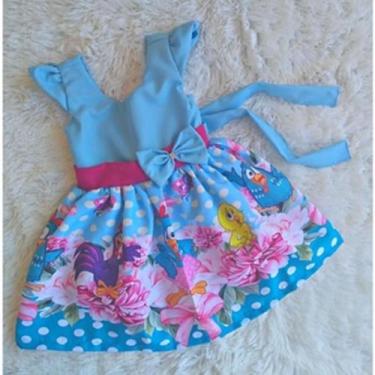 Imagem de Vestido Infantil Temático Simples Galinha Pintadinha Azul - aurea, P