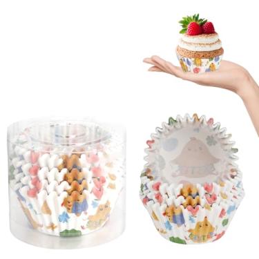 Imagem de Kiopdse Forros de cupcake de páscoa padrão, suprimentos de copos de cozimento, decoração de bolo, mini forma de muffin de doces para Páscoa, férias, itens essenciais de panificação, pintinho
