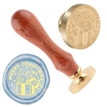 Imagem de Carimbo de lacre de cera de Natal carimbo de latão e uma alça de madeira carimbos cabeça para cartões de natal convites de festa carta envelope cartões de felicitações presentes