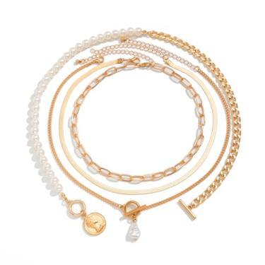 Imagem de Colar gargantilha de pérola de camada dupla em camadas, gota, pérola, clipe de papel, colar, empilhável, dourado, clipe de papel, corrente para mulheres, joias de casamento, Middle, Plástico, Sem