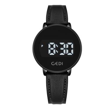 Imagem de Relógio feminino fashion esportivo digital LED com tela sensível ao toque, calendário, pulseira de silicone, vestido minimalista, à prova d'água, relógio de pulso feminino, Preto, Fahsion, simples