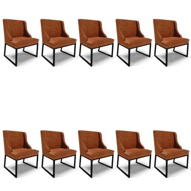 Imagem de Cadeira Sala De Jantar Industrial Preto Kit 10 Liz Sint Pu D03 - D'rossi Preto