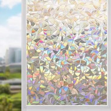 Imagem de Película de privacidade para janela arco-íris, bocal eletrostático, removível, reutilizável, anti-ultravioleta, antirreflexo, adesivo de vitral 3D com isolamento térmico (cor yueya, 45 x 299 cm)