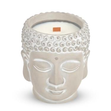 Imagem de Vela de Buda Meditação Feng Shui 227 g - Cera de Soja com Pavio de Madeira com Som Crackling, Aroma Oud Esfumaçado para Energia Positiva, Presente de Yoga para Decoração de Casa Spa (Queima de 49