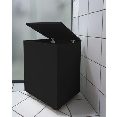 Imagem de Cesto De Roupas Baú Roupeiro Tulha Com Rodízios Preto