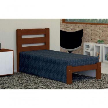 Imagem de Cama de Solteiro Londres de Madeira Maciça Angelim Pedra Tauari Castanho