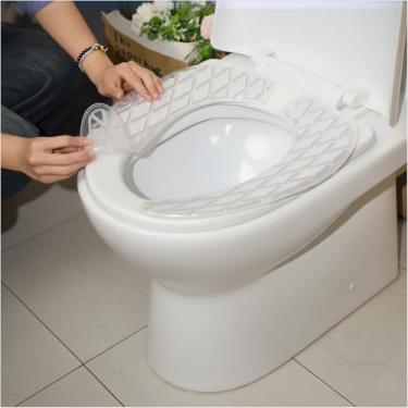 Imagem de CHOYTONG Almofada de assento de vaso sanitário de gel para idosos – Almofadas de gel de silicone laváveis, elevadores de conforto adesivos antiderrapantes para idosos e segurança no banheiro, 1 par