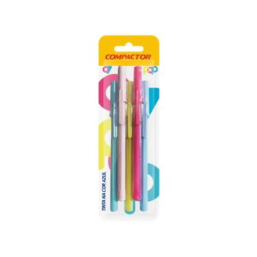 Imagem de Caneta Esferográfica Compactor Ponta Fina 0.7mm com 05 Unidades Pastel Colors