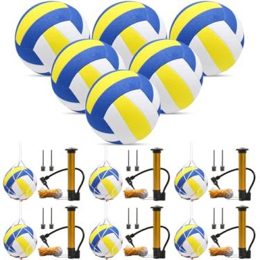 Imagem de Sazoemao 6 peças de voleibol de Natal com agulhas de bomba, bola esportiva tamanho 5 para treinamento de vôlei para adultos em ambientes internos e externos para suprimentos de doação de caridade