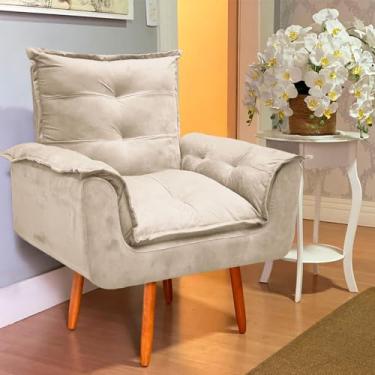 Imagem de Poltrona Decorativa Opala Pés Palito decorativa - Bela Móveis Cor:Bege