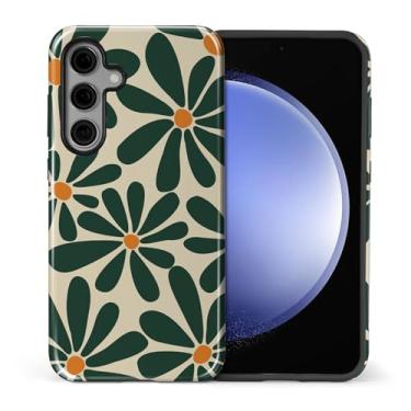 Imagem de CARLOCA Capa para Samsung Galaxy S23 FE, design floral retrô abstrato verde híbrido proteção dupla TPU macio + PC rígido, à prova de choque, antiarranhões, capa protetora masculina e feminina elegante