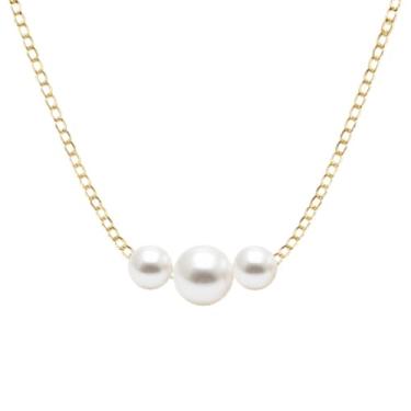 Imagem de ALIBBON Colares de pérolas para mulheres, banhado a ouro, colar delicado, moderno, simples, fofo, pérola, gargantilha feminina, joia de ouro para mulheres, casamento, damas de honra, amigas, presentes