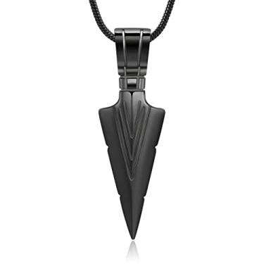 Imagem de mingkejw Colar de urna com cabeça de flecha para cinzas, joia de cremação, aço inoxidável, pingente de ponta de flecha, colares memoriais, suporte de cinzas, joia de lembrança para entes queridos com