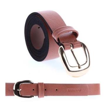 Imagem de Vicky - Cinto Femino Couro Legítimo Caramelo Fivela Dourada-Feminino