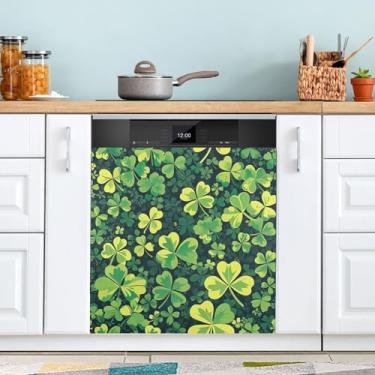 Imagem de ATTX Capa magnética para lava-louças do trevo do Dia de São Patrício, 58,4 cm C x 66 cm A, decoração da capa da máquina de lavar louça, decalques para armários domésticos e eletrodomésticos adesivos