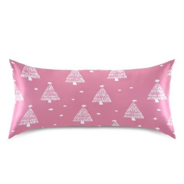 Imagem de ATTX Fronha de árvore de Natal rosa com fecho de envelope para cabelo e pele, macia, respirável, lisa, ambos os lados, capa de almofada de seda refrescante (King 50 cm × 101 cm, 1 peça) #880