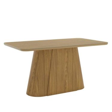 Imagem de Mesa De Jantar Olivia 160 Cm Canto Arredondado Com Vidro Nature - Henn