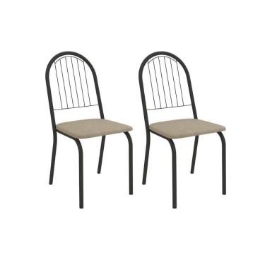 Imagem de Cadeira Sala De Jantar Noruega 2c077prf Aço Kit 2 Un Preto/linho Bege Fendi - Kappesberg