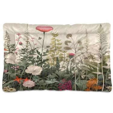 Imagem de SEHANY Cama para cães e gatos com flores silvestres coloridas com fundo antiderrapante, cama de canil, colchão macio para animais de estimação, lavável para cães pequenos, médios e grandes, gatos