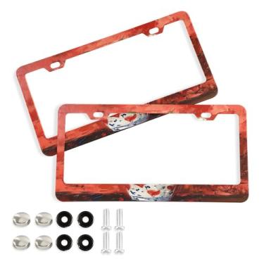 Imagem de SEHANY Molduras de placa de carro rosa dos namorados, capas de moldura de placa de carro de alumínio à prova de ferrugem com orifícios elípticos e parafusos serve para veículos padrão dos EUA tamanho