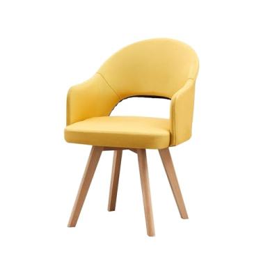 Imagem de Cadeiras de jantar modernas giratórias, cadeiras de jantar de meados do século com apoio de braço e pernas de madeira maciça preta para cozinha de escritório em casa B 1 peça