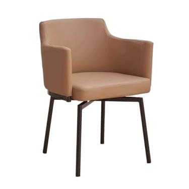 Imagem de Cadeiras de jantar giratórias de 180°, cadeira de jantar estofada ergonômica com encosto automático e apoio de braço pernas de aço carbono A 1 peça