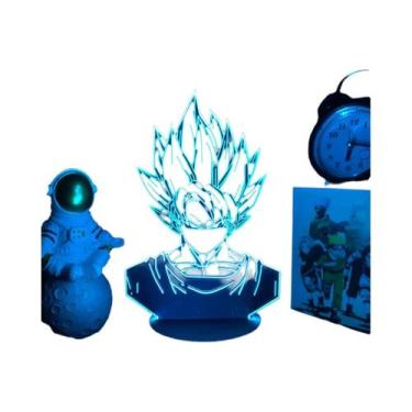 Imagem de Luminária LED Super Saiyan Goku Com Suporte De Acrílico, Decoração De 