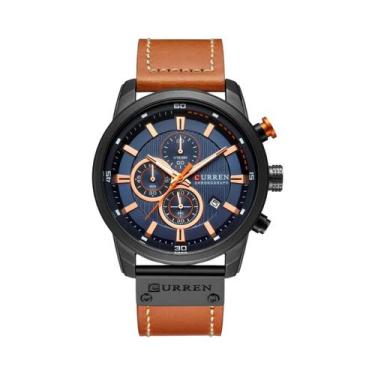 Imagem de Relógio De Quartzo De Couro Masculino Curren 8291 À Prova D'Água Com 6