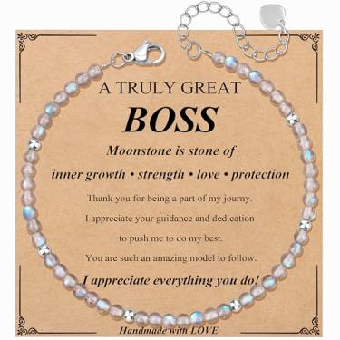 Imagem de JoycuFF Presente exclusivo de amizade para aniversário de melhor amiga, melhor amigo, colega de trabalho, presentes de Natal, pulseiras com contas de pedra da lua para mulheres, joias inspiradoras