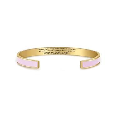 Imagem de Long tiantian Pulseira Badass Girl Gang Inspiradora Joias Amizade Pulseira Melhor Amigo Presente Feminino, Large, Aço inoxidável, Sem Pedra Preciosa