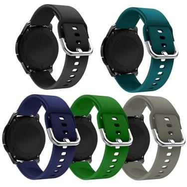 Imagem de LeyuBand Pacote com 5 pulseiras de silicone de 20 mm compatíveis com Amazfit Active 2/Active/GTR Mini/GTS 2 2e 3 4/GTS 2 4 Mini/Bip 3/3 Pro/Bip U Pro/Bip S Lite Smartwatch feminino e masculino