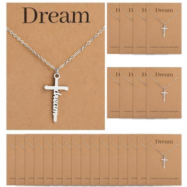Imagem de Ethanberg 24 conjuntos de colar de cruz para mulheres, colar com pingente de cruz cristã com versículos bíblicos cartões para sua mãe, irmã, amiga, Páscoa, joias religiosas, presentes, Aço inoxidável