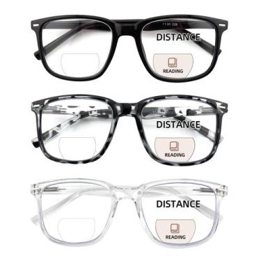 Imagem de SOPHILY 3 Pares de Lentes de Lectura Bifocales +2.00 Negro+Transparent