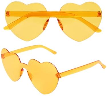 Imagem de ayigu Óculos de sol em forma de coração para mulheres, óculos de sol modernos de coração, sem aro, transparentes, lembrancinhas coloridas de festa rave
