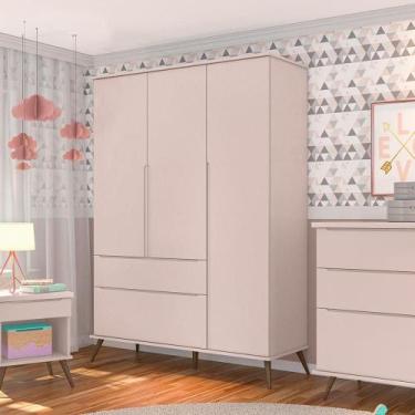 Imagem de Guarda-Roupa Infantil Melinda 3 Portas 2 Gavetas Rosê - Modern