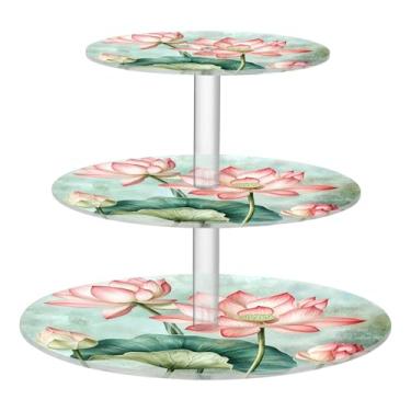 Imagem de CEBUGI Suporte redondo de 3 camadas para cupcake, suporte de bolo, torre, bandeja de servir em camadas de acrílico para chá, chá de bebê, casamento e mais