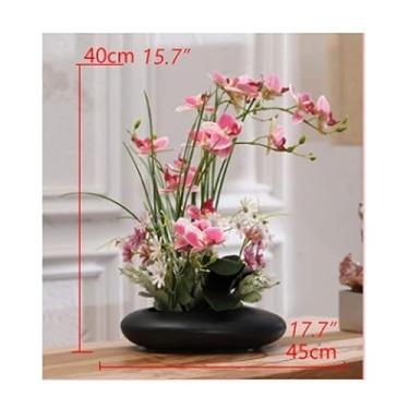 Imagem de LMJYU Flores artificiais flor falsa pomba orquídea flor artificial, conjunto floral de cola de toque manual, ornamentos de decoração de casa, decorações de flores de seda de flores artificiais